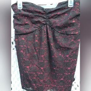 Torrid Size 2 Magenta Pink and Black Floral Lace Overlay Tube Top